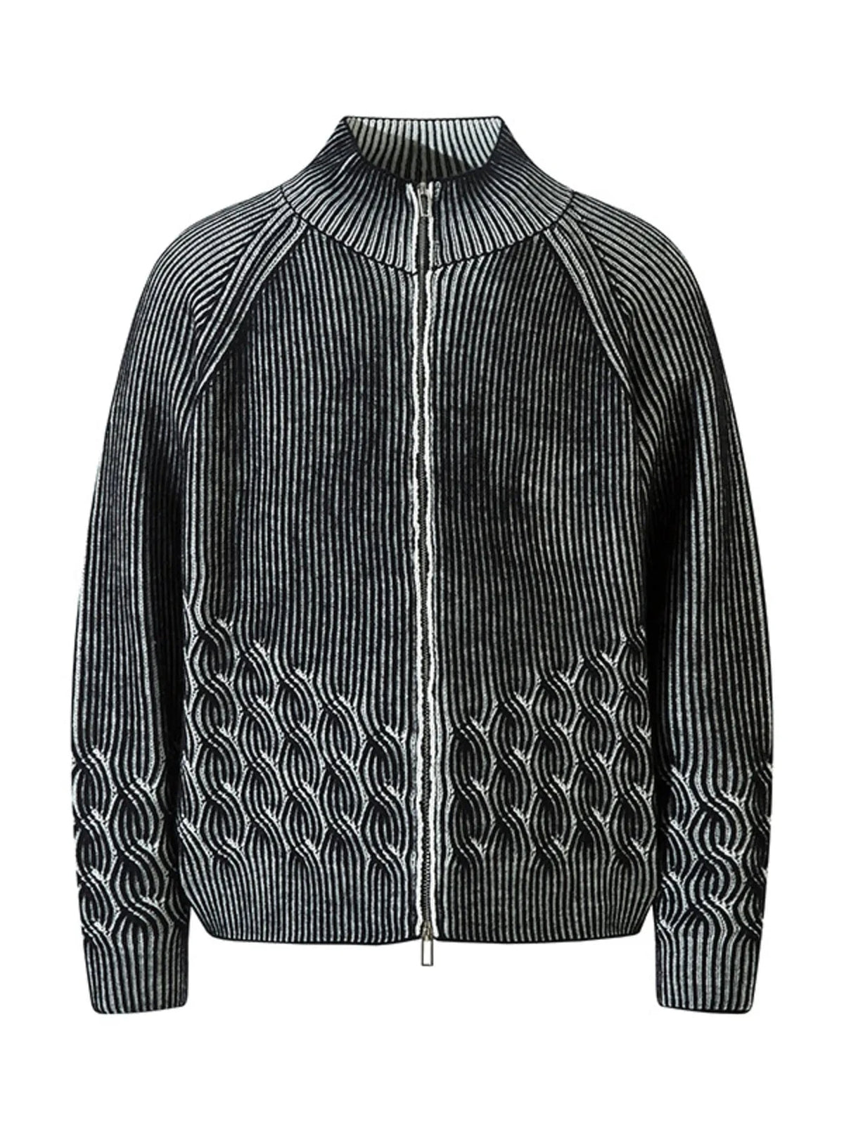 Men's Zip-Up Ribbed Cardigan Black / M