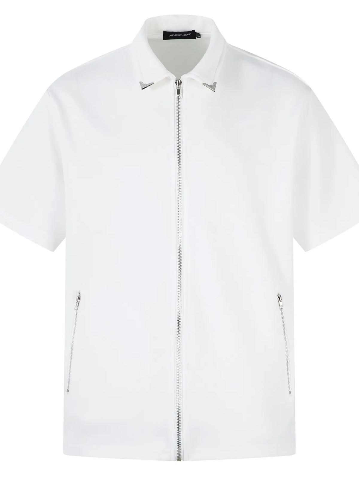 Men's Zip-Up Short Sleeve Shirt White / M
