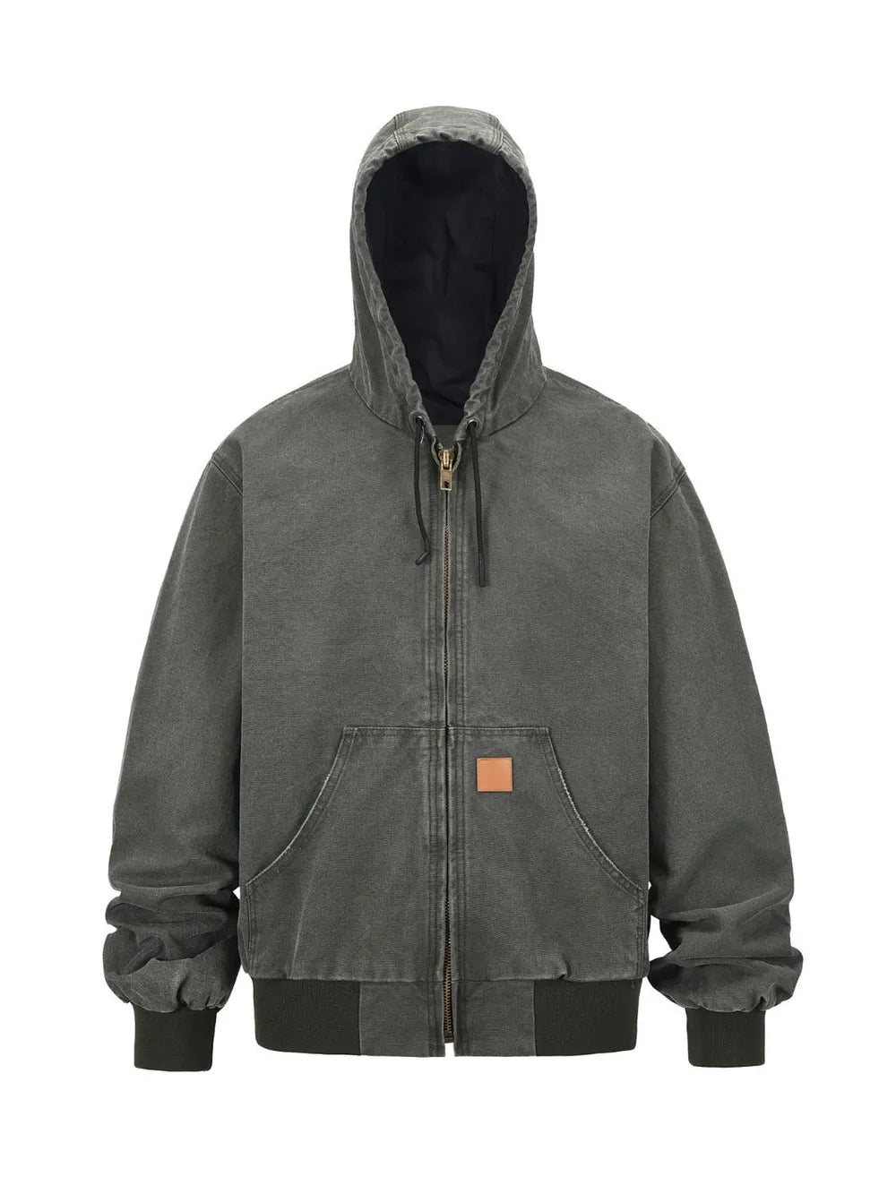 Men's Zip Up Washed Hooded Jacket Army Green / M
