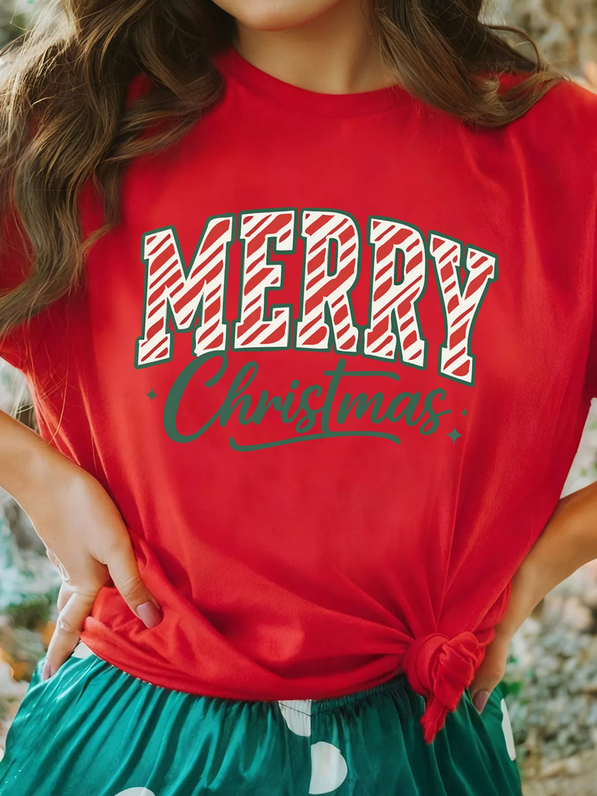 Merry Christmas Short Sleeve Graphic Tee Scarlet / S