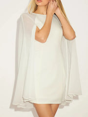 Mesh Cape Sleeve Mini Dress White / S