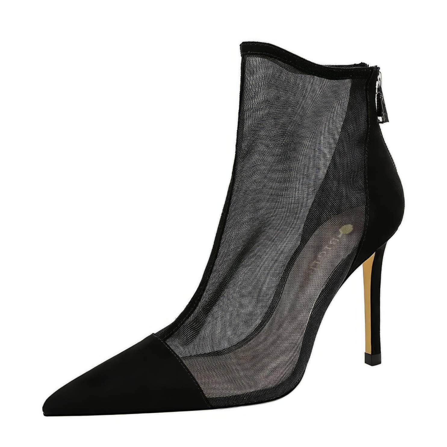 Mesh Pointy Toe Ankle Boots Stiletto Heels