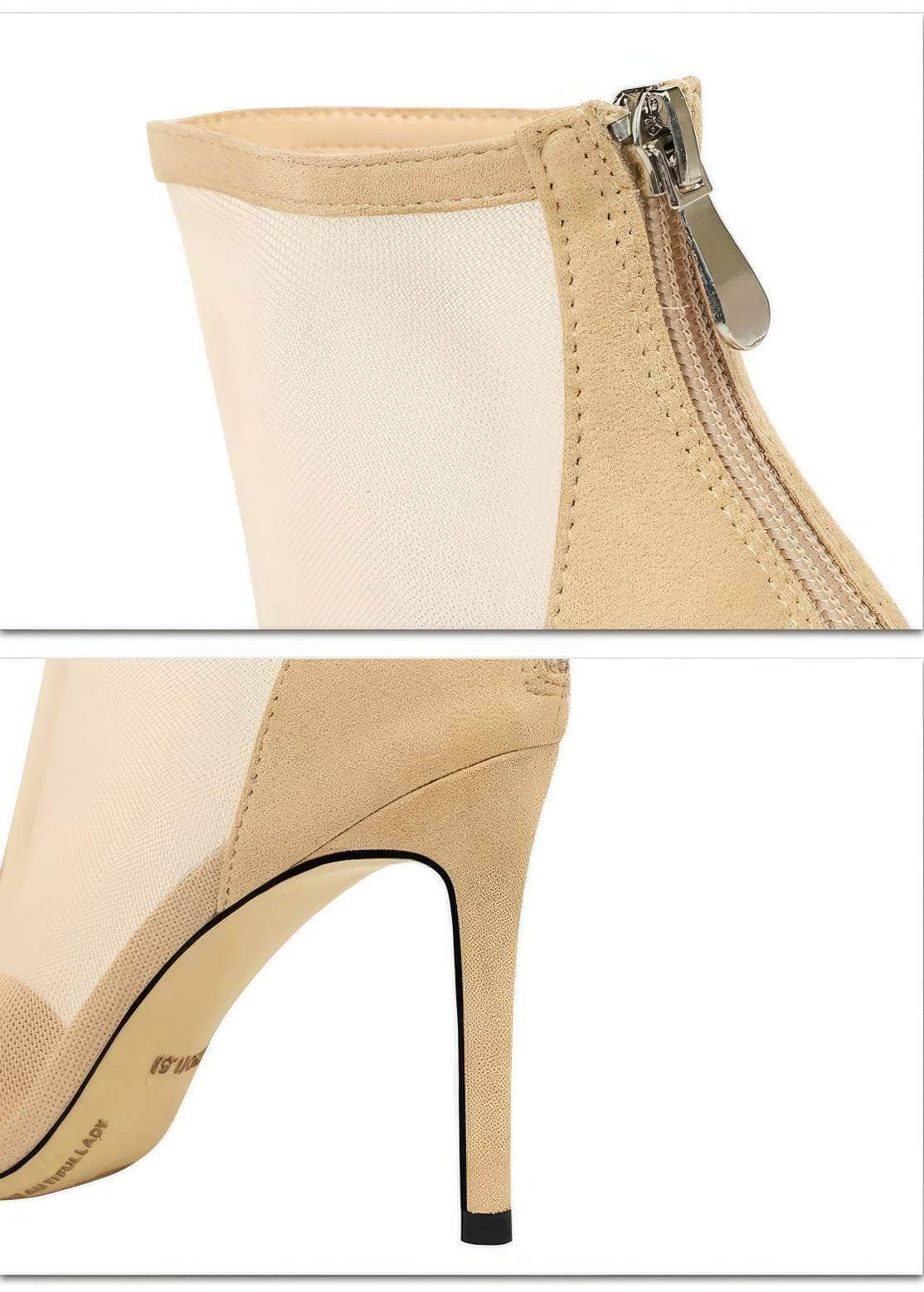 Mesh Pointy Toe Ankle Boots Stiletto Heels