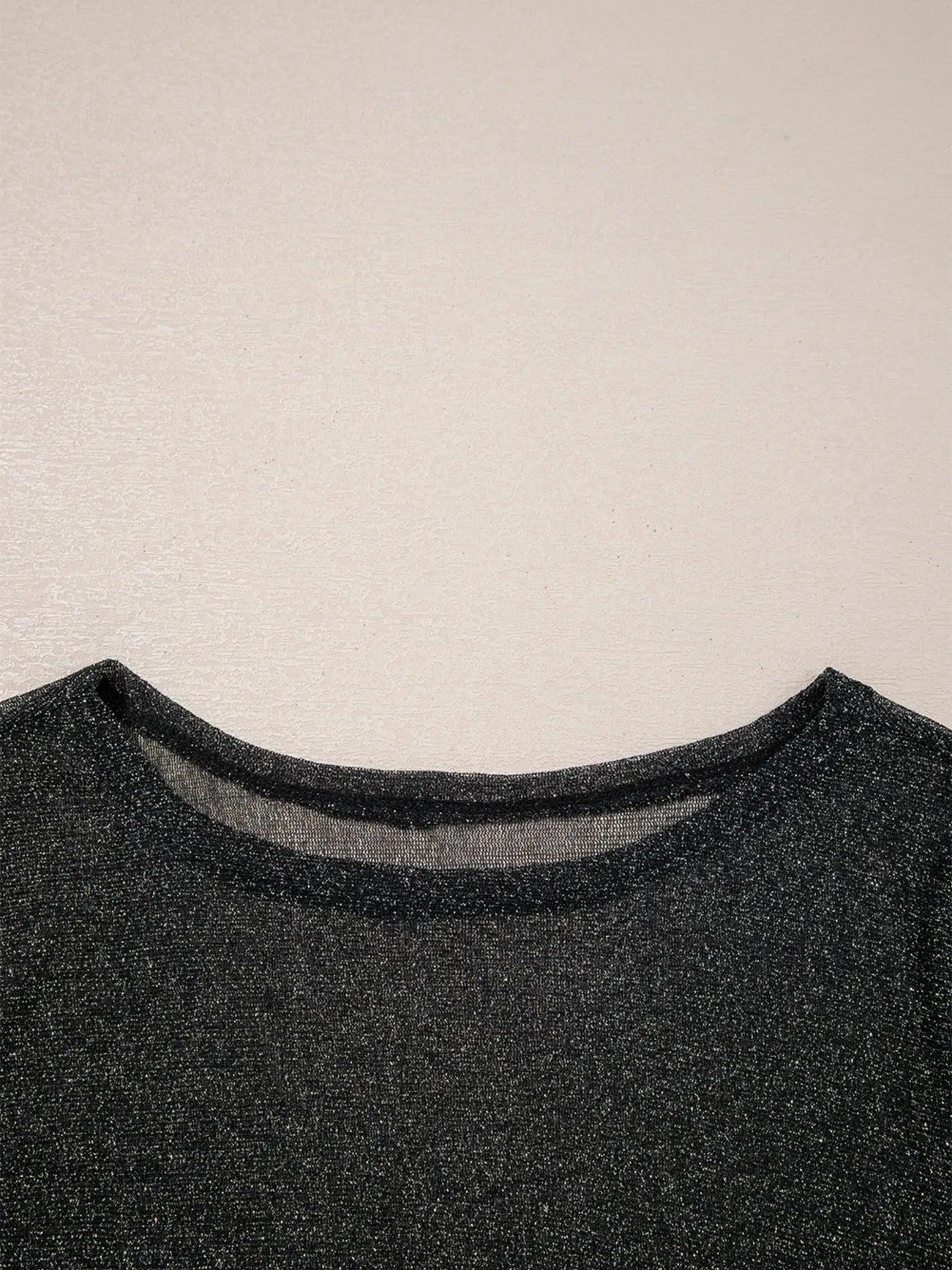 Metallic Glitter Mesh Long Sleeve Top