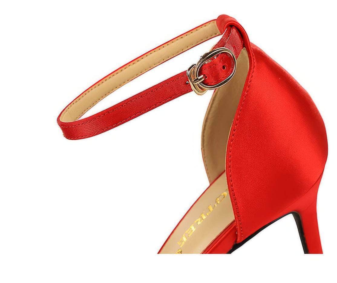 Metallic Sheen Pointed Toe Ankle Strap Shoes