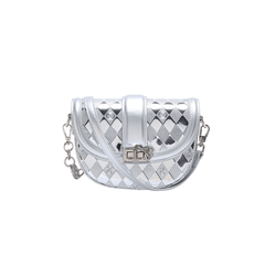 Metallic Silver Quilted Shoulder Bag