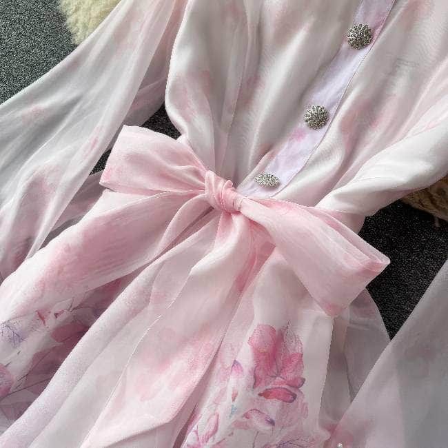 Mettage Lantern Sleeves Cottage Core Floral Vintage Maxi Dress