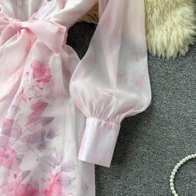 Mettage Lantern Sleeves Cottage Core Floral Vintage Maxi Dress