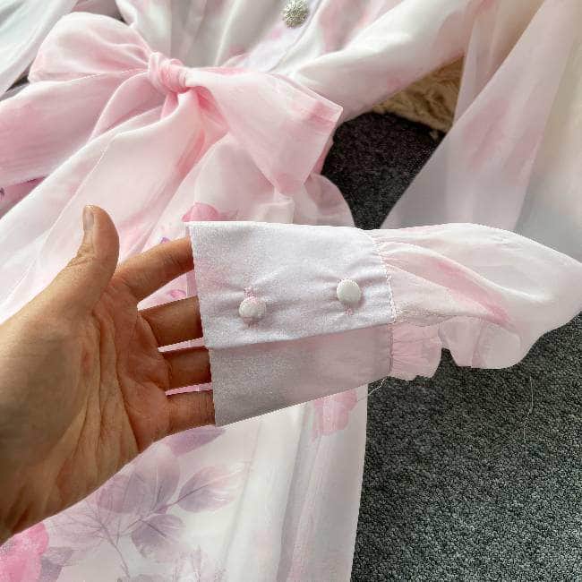 Mettage Lantern Sleeves Cottage Core Floral Vintage Maxi Dress