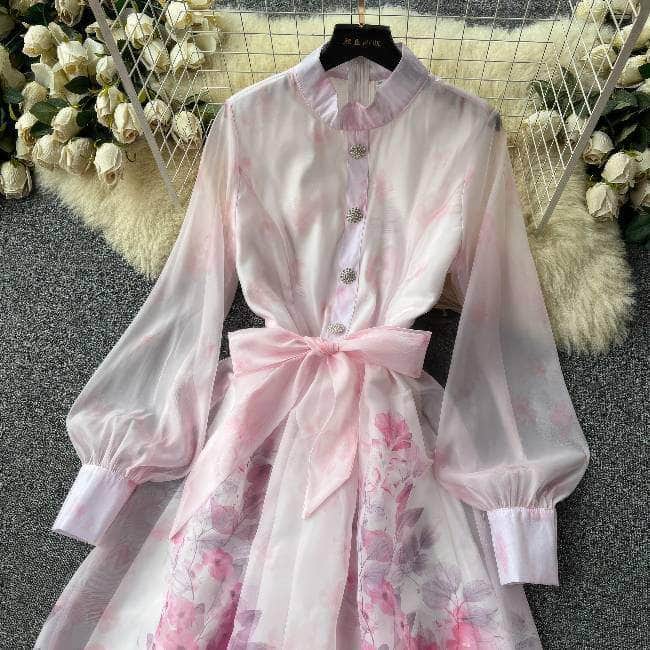 Mettage Lantern Sleeves Cottage Core Floral Vintage Maxi Dress