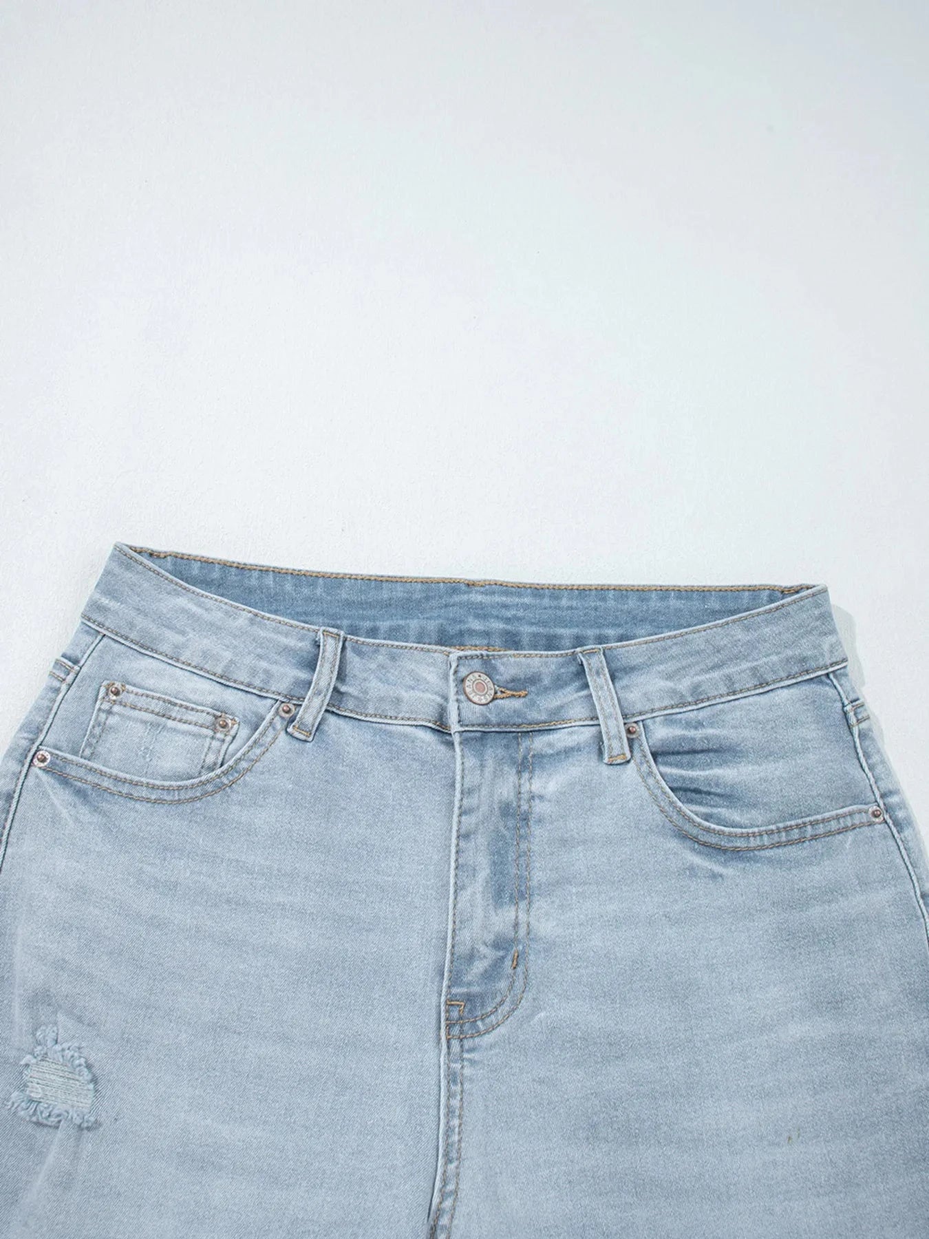 Mid Rise Ankle-Length Distressed Skinny Jeans