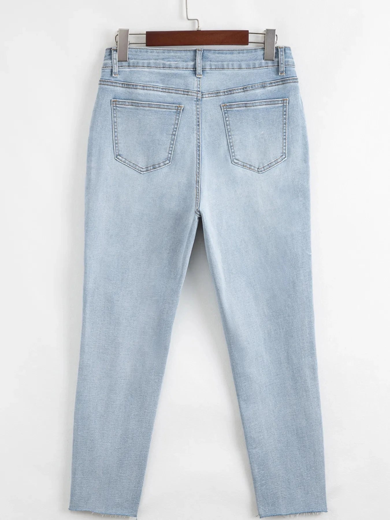 Mid Rise Ankle-Length Distressed Skinny Jeans