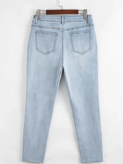 Mid Rise Ankle-Length Distressed Skinny Jeans