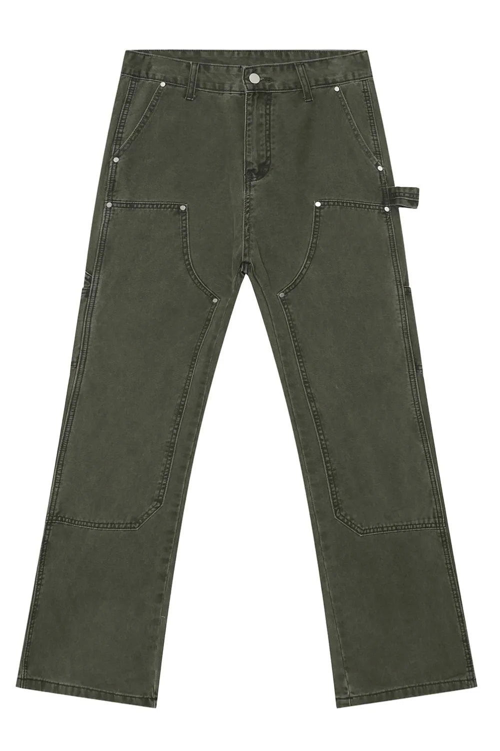 Mid Rise Baggy Jeans with Pockets Army Green / S