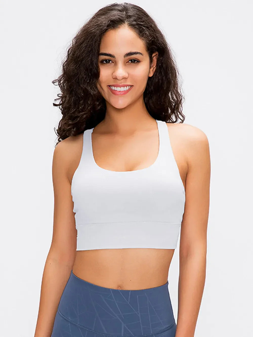 Millennia Crisscross Scoop Neck Active Tank White / 4