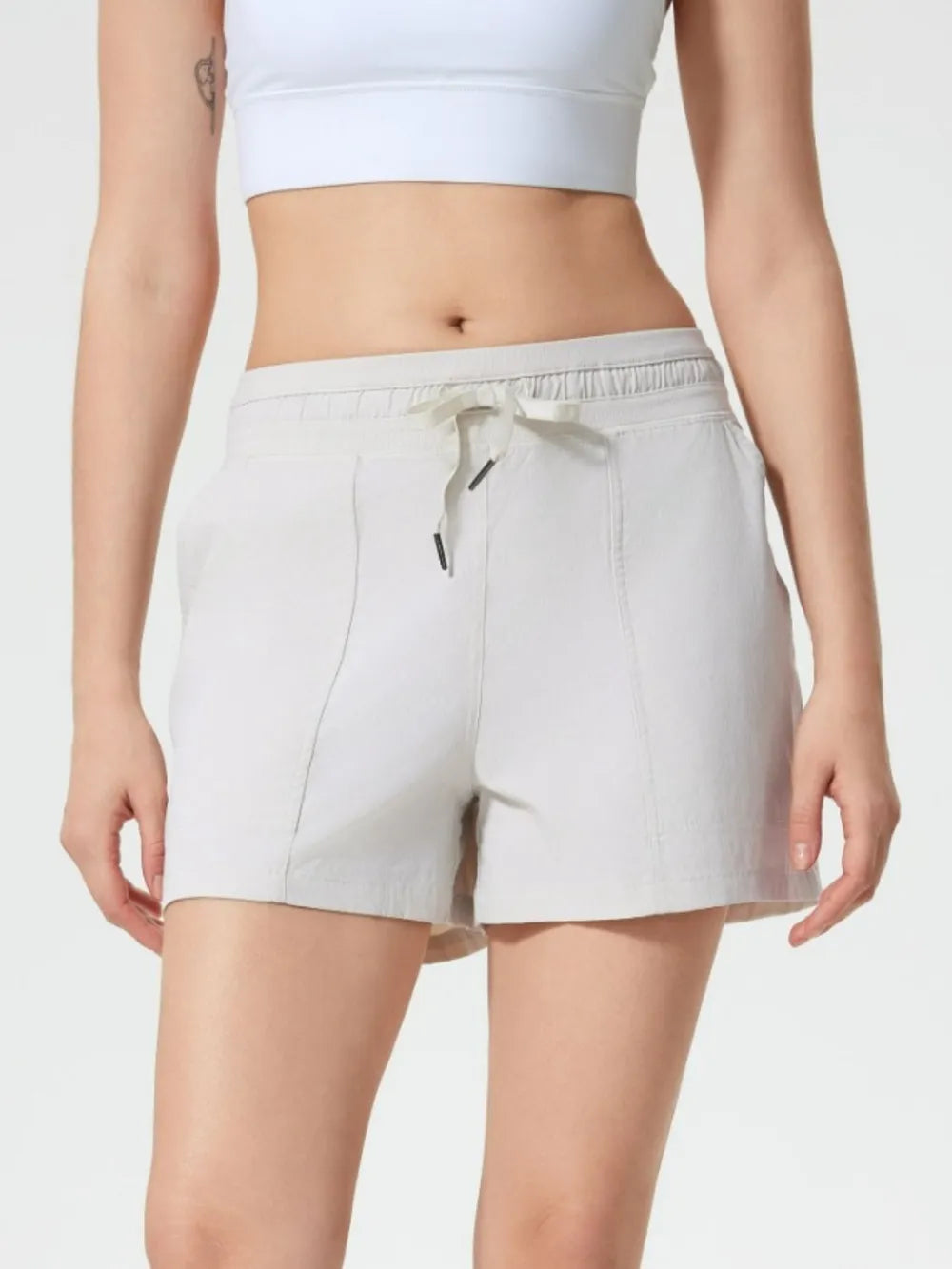 Millennia Drawstring Active Shorts with Pockets White / 4