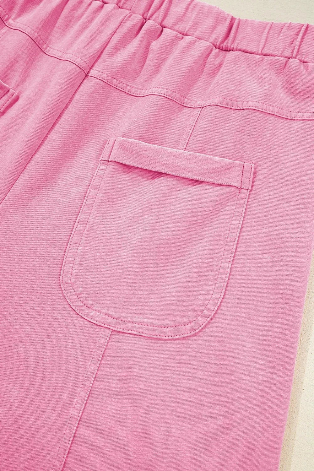 Mineral Wash Exposed Seam Drawstring High Waist Wide Leg Cargo Pants