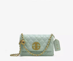 Mini Flap Diamond Stitched Luxury Monogram Emblem Crossbody Handbag Green