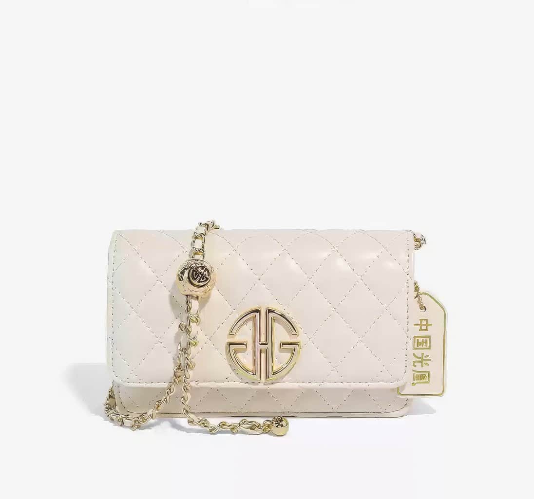 Mini Flap Quilted Luxury Monogram Hardware Crossbody Purse White