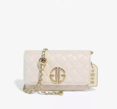Mini Flap Quilted Luxury Monogram Hardware Crossbody Purse White