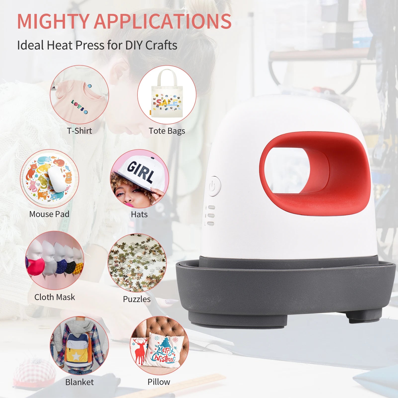Mini heat press for easy t-shirt printing, ideal for home