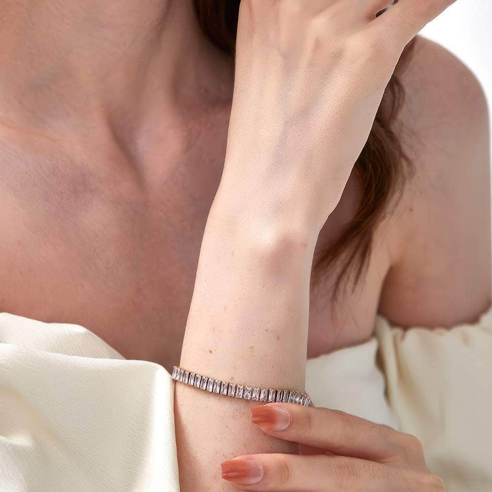 Minimalist Gold-Plated Tennis Bracelet Silver