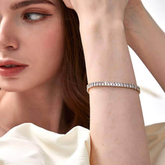 Minimalist Gold-Plated Tennis Bracelet Silver