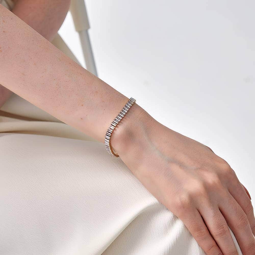 Minimalist Gold-Plated Tennis Bracelet Silver