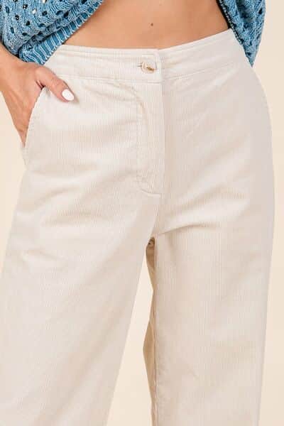 Mittoshop Corduroy Back Elastic Waist Pants Bone / S