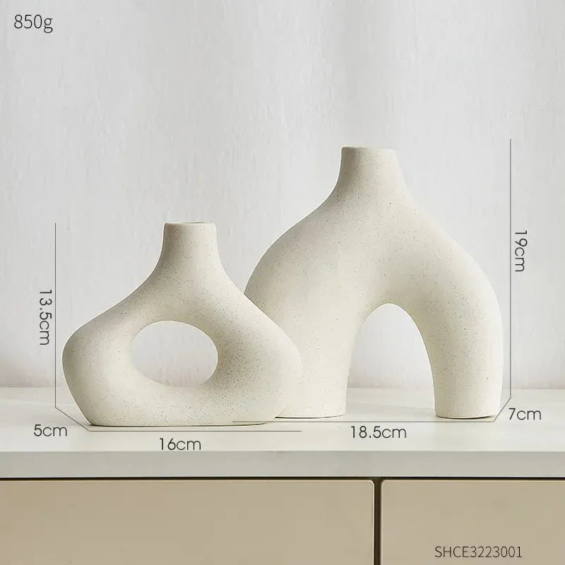 Modern Nordic Ceramic Vase: Home and Office Shelf Decor vase 2pcs 1