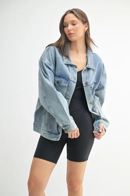 MONO B Boxy-Cut Denim Jacket