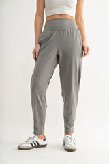MONO B Flowbarrel High Waist Active Pants NEW PEWTER / S