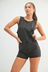 MONO B Mineral Wash Vintage Romper BLACK / S