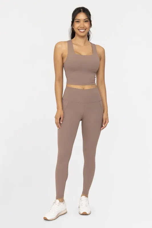 MONO B Soft Ribbed High Waisted Leggings