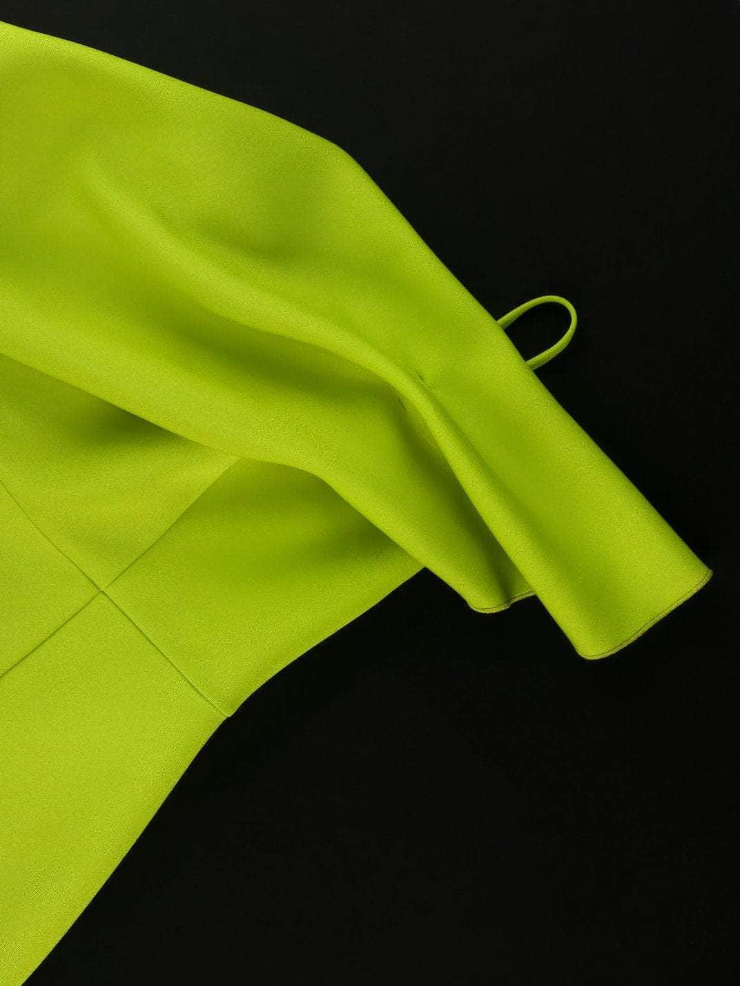 Mono Strap Draped Sleeves Midi Bodycon Dress