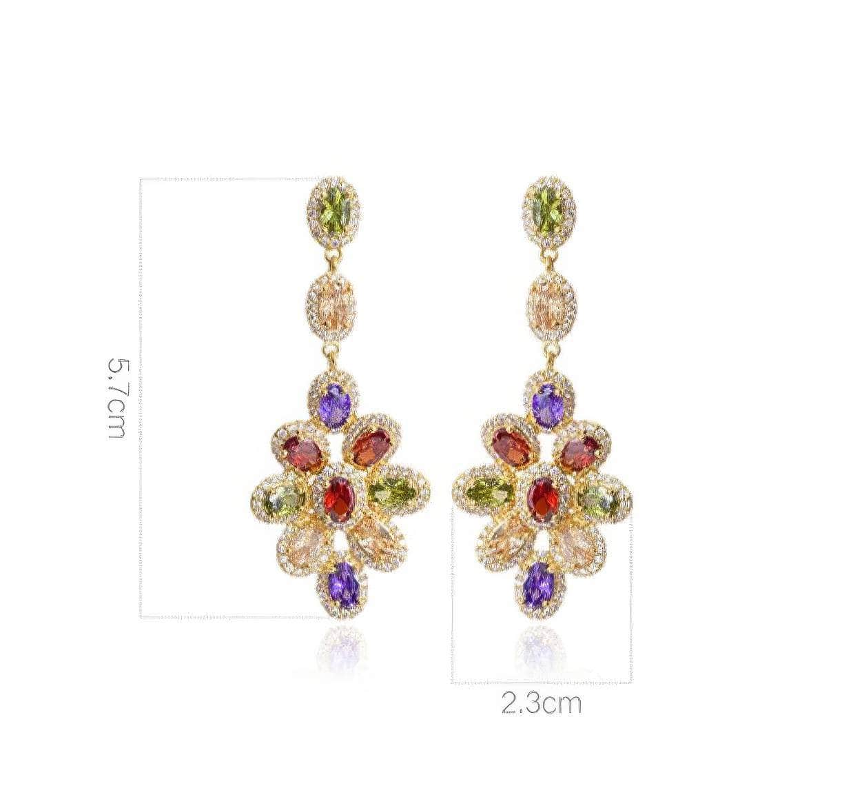 Multi Gemstone Dangle Statement Earrings