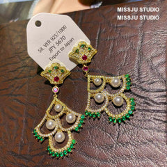 Multicolor Pearl Decor Bohemian Dangle Earrings White