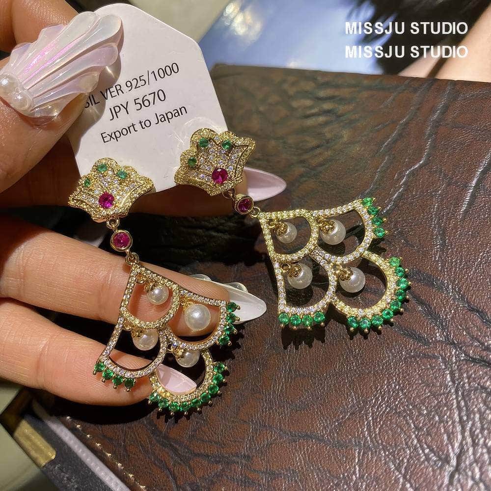 Multicolor Pearl Decor Bohemian Dangle Earrings White