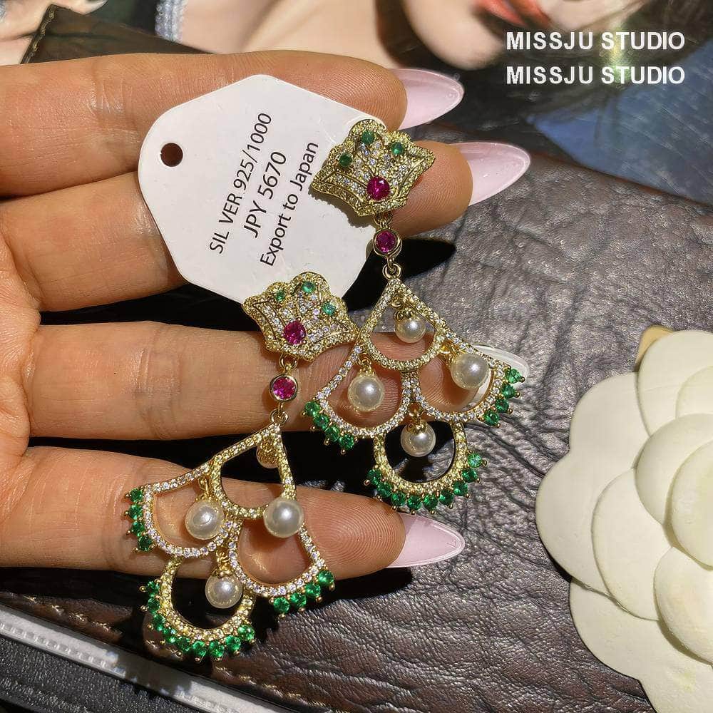 Multicolor Pearl Decor Bohemian Dangle Earrings White