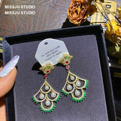 Multicolor Pearl Decor Bohemian Dangle Earrings White