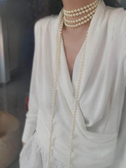 Multilayer Vintage Freshwater Pearl Necklace White