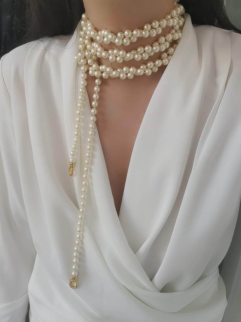 Multilayer Vintage Freshwater Pearl Necklace White