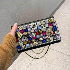 Multistone Crystal Luxury Perfume Lippie Deco Purse Black