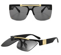 New Square Frame Sunglasses Gold Black/Gray / Resin