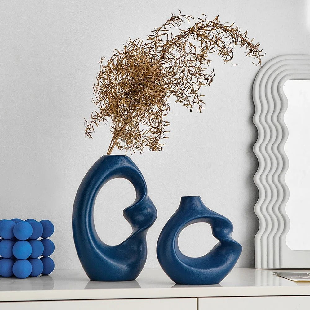 Nordic Ceramic Vase: Wedding Flower Decoration, Modern Living Room Decor, Dried Flowers