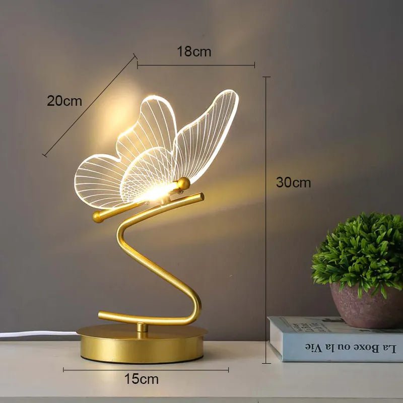 Nordic LED Table Lamp: Switch Button, Bedroom, Living Room, Butterfly Lamp US plug / Switch Button / 3 Light Color