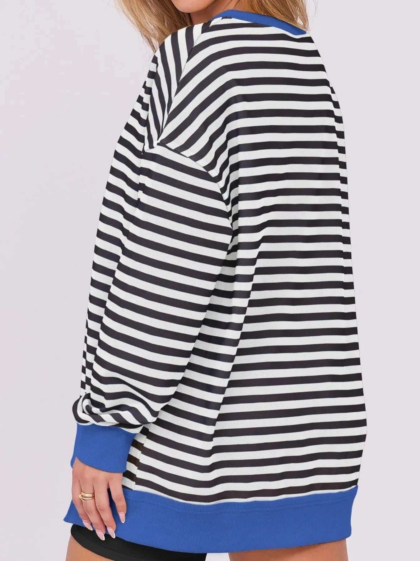 Notched Long Sleeve Oversized Sweatshirt