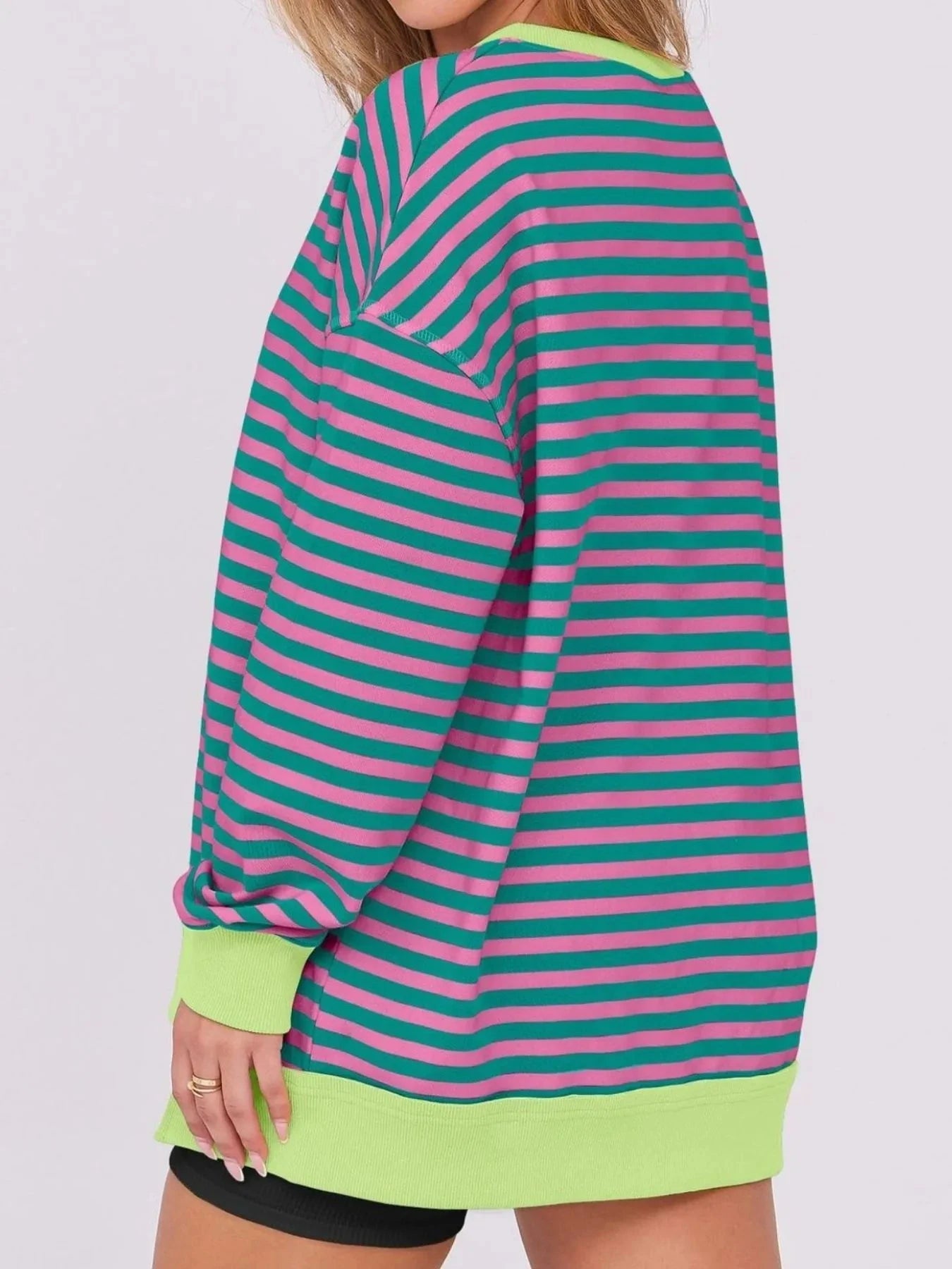 Notched Long Sleeve Oversized Sweatshirt