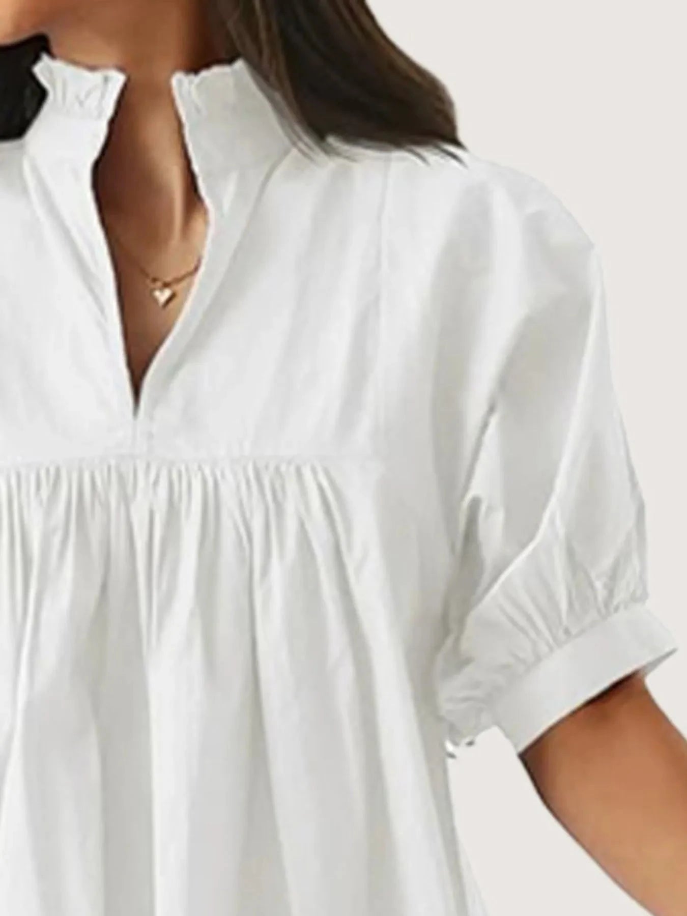 Notched Puff Sleeve Blouse
