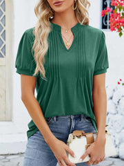 Notched Short Sleeve T-Shirt Dark Green / S